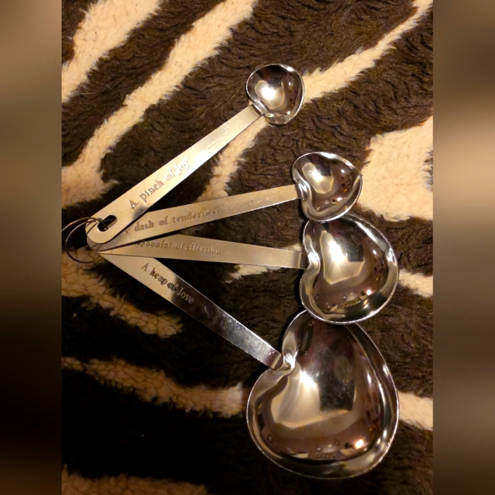 Heart-Shaped Silver Measuring Spoons